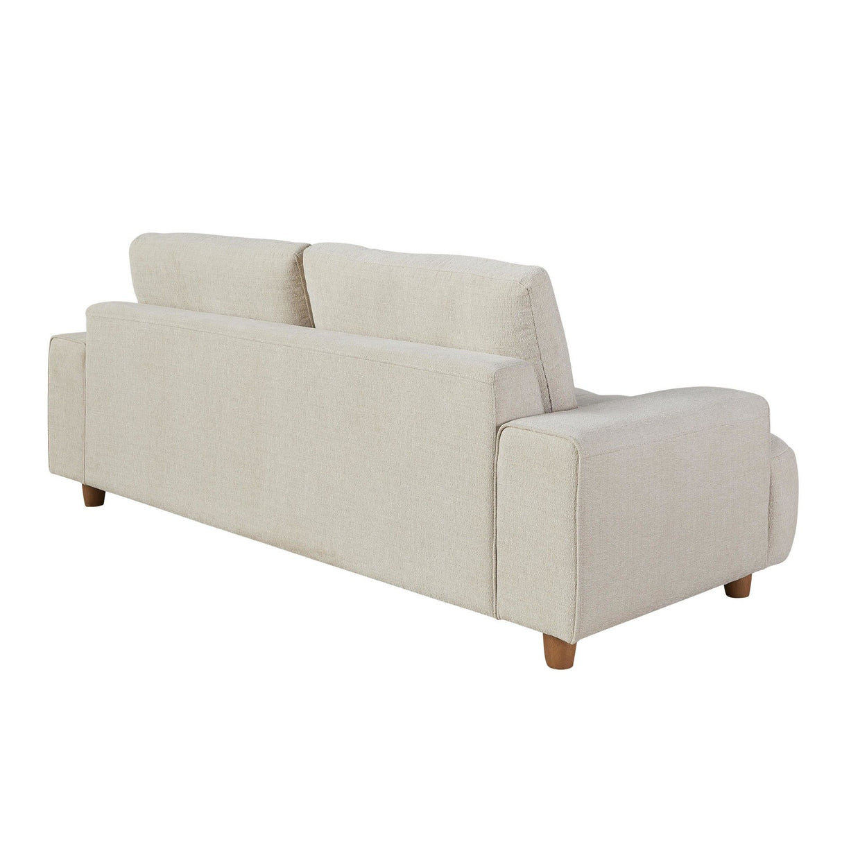 Kipton - Sofa - White Fabric, Walnut Wood