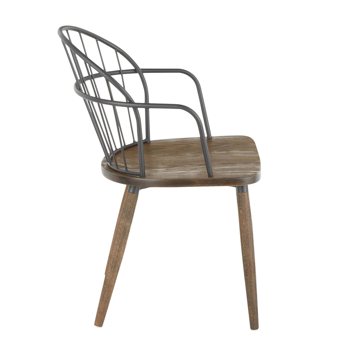 Riley - Industrial Chair (Set of 2) - Dark Walnut Wood And Black Metal