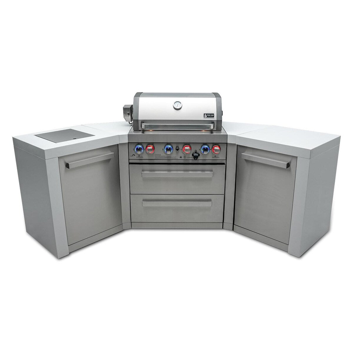 Mont Alpi Deluxe Series 7.5 Ft U-Shaped Propane Outdoor Kitchen Island w/ Side Burner - MAi400-D45