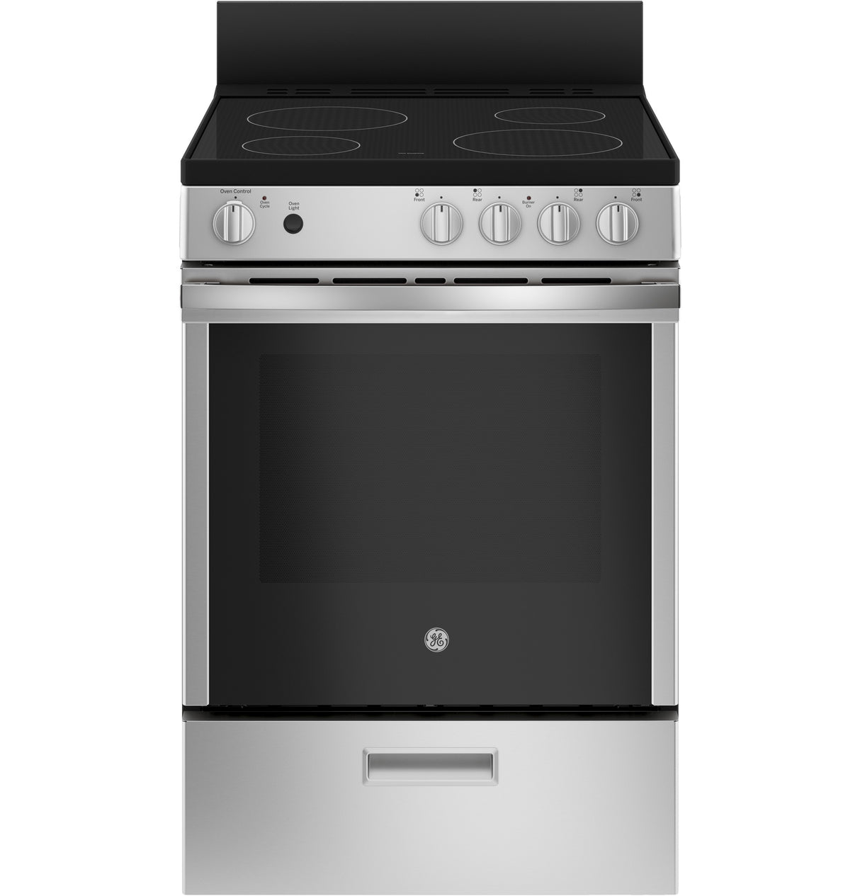 GE JAS640RMSS - 24 in. 2.9 cu. ft. Electric Range with Smoothtop Burners, Steam Clean and Large Window - Stainless Steel