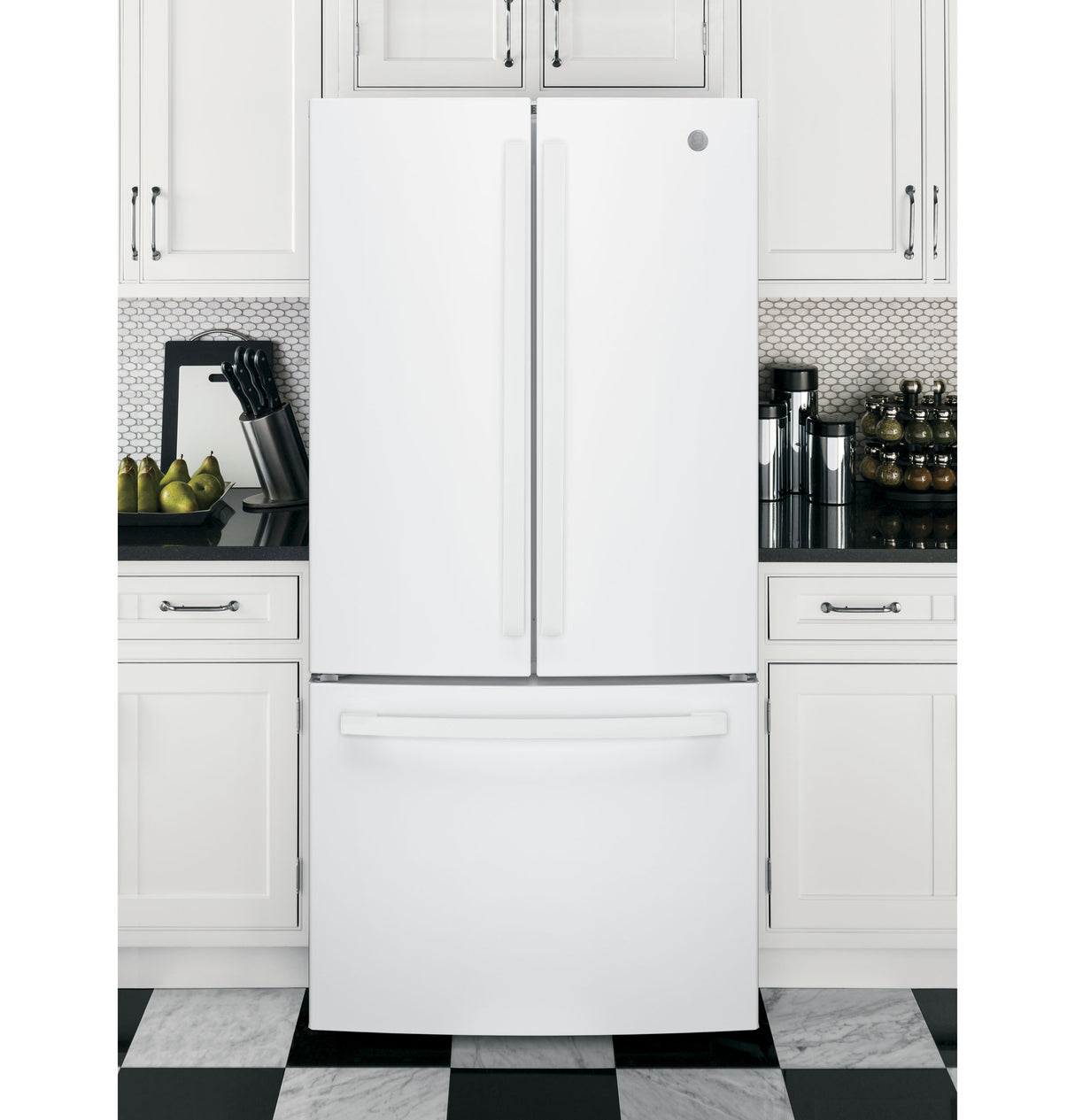 GE(R) ENERGY STAR(R) 27.0 Cu. Ft. French-Door Refrigerator with Internal Water Dispenser - White- (GNE27JGMWW)