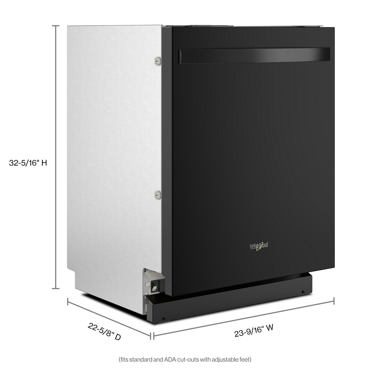 Whirlpool WDT550SAPB dishwasher dimensions