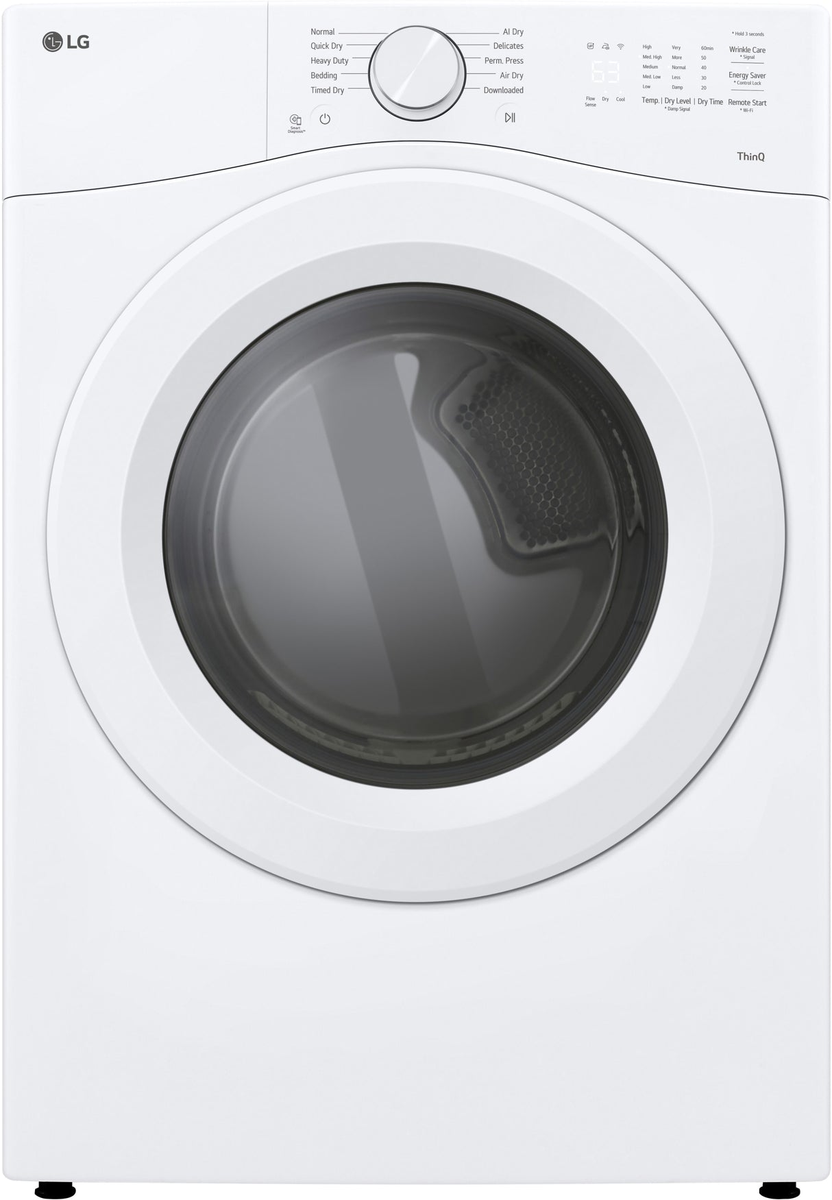 LG DLE3420W electric dryer front