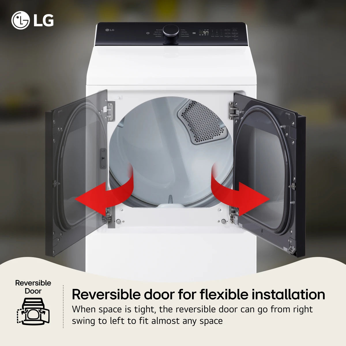 7.3 cu. ft. Ultra Large Capacity Rear Control Gas Dryer with LG EasyLoad™ Door and AI Sensing