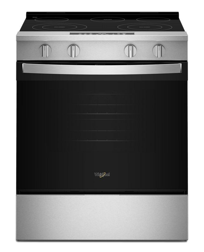 Whirlpool WSES4530TS stainless steel electric range front