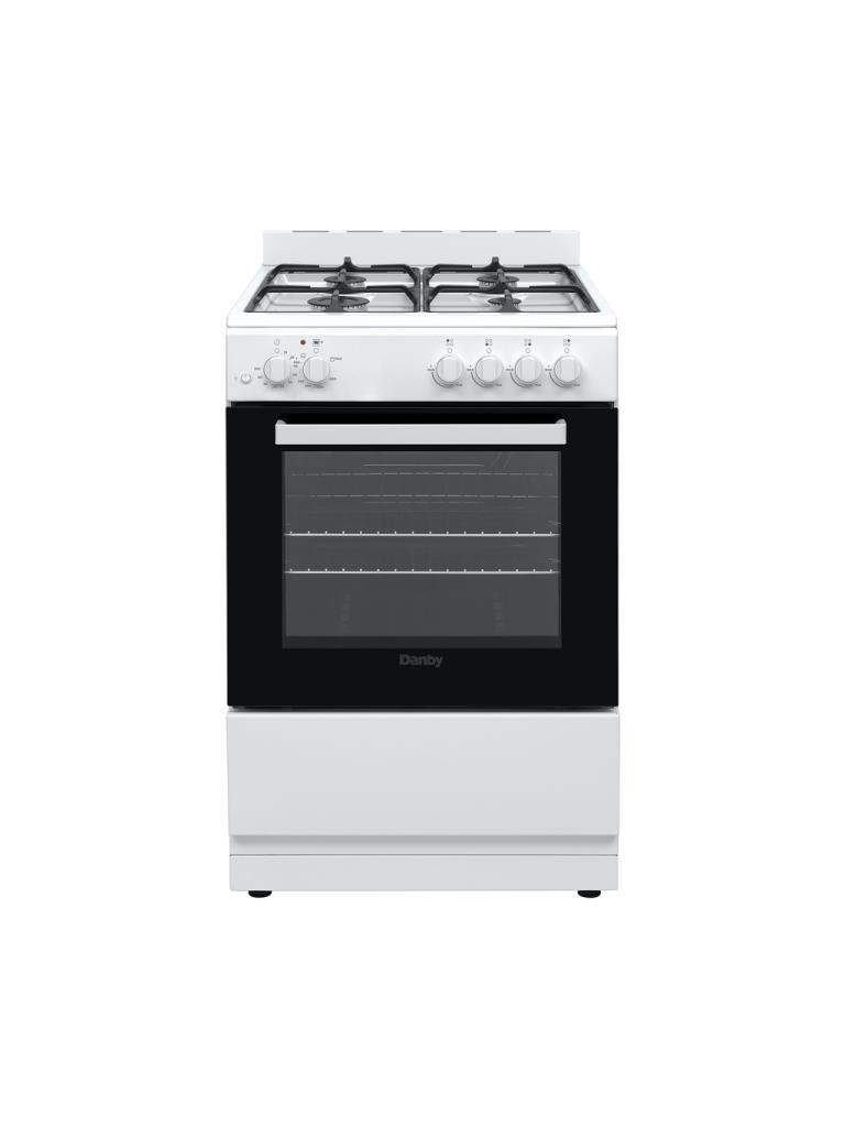 Danby DR24V1WGLP 24-inch gas range in white, front view