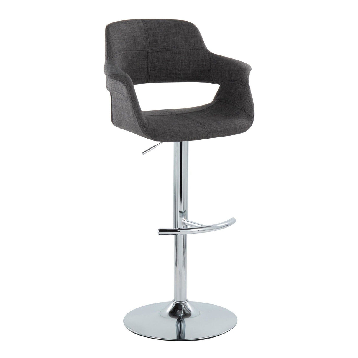 Vintage Flair - Mid-Century Modern Adjustable Swivel Barstool (Set of 2) - Charcoal Fabric