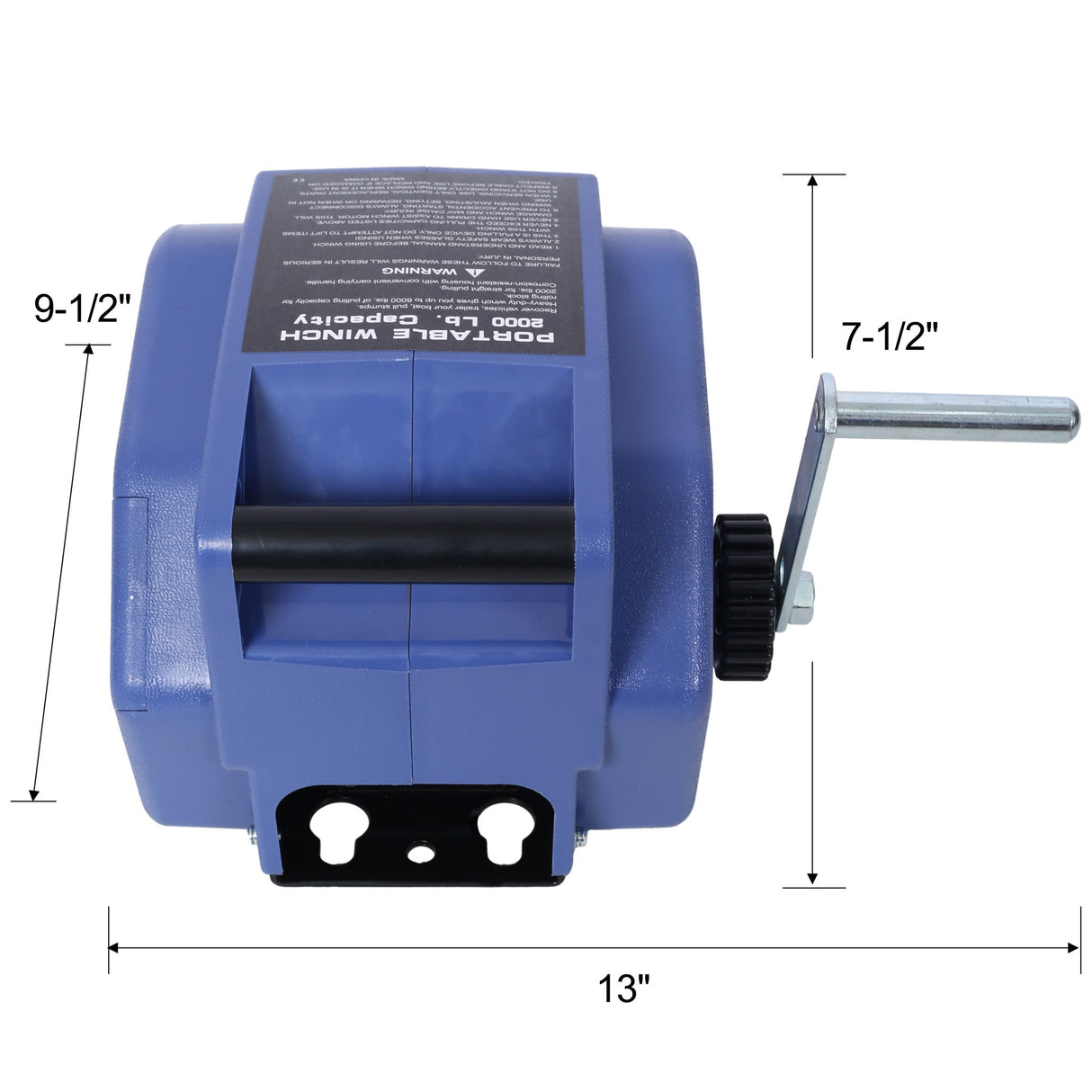 Reversible Electric 12V Trailer Winch For Boats Up To 5000 Lbs, Galvanized Wire Rope Casing - Blue