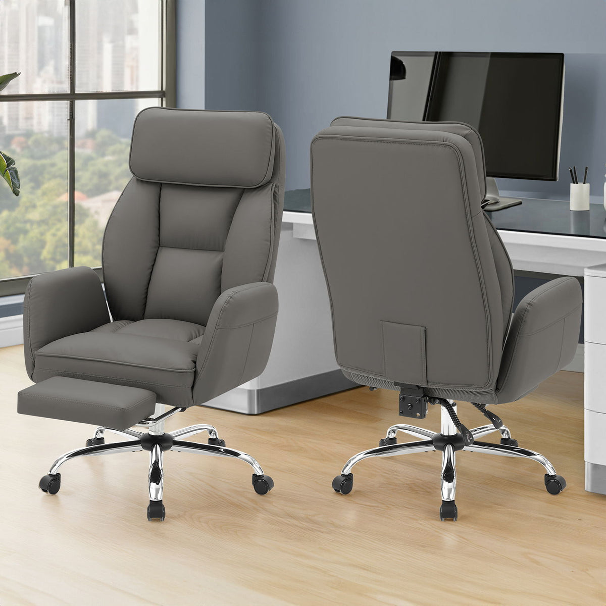 Office Chair With Adjustable Height, Armrests, Ergonomic Design - Dark Gray
