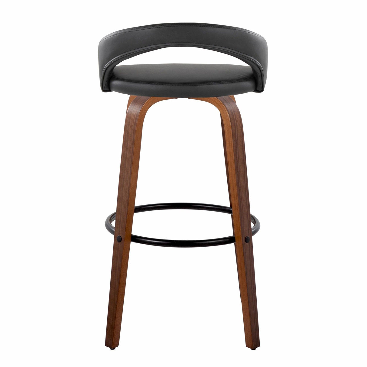 Grotto - Upholstered Fixed-Height Barstool (Set of 2) - Walnut Wood