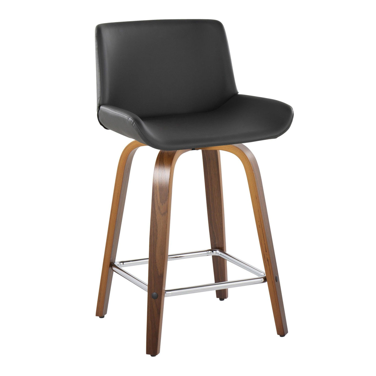 Santi - 24" Fixed-Height Counter Stool With Swivel - Walnut Wood (Set of 2)