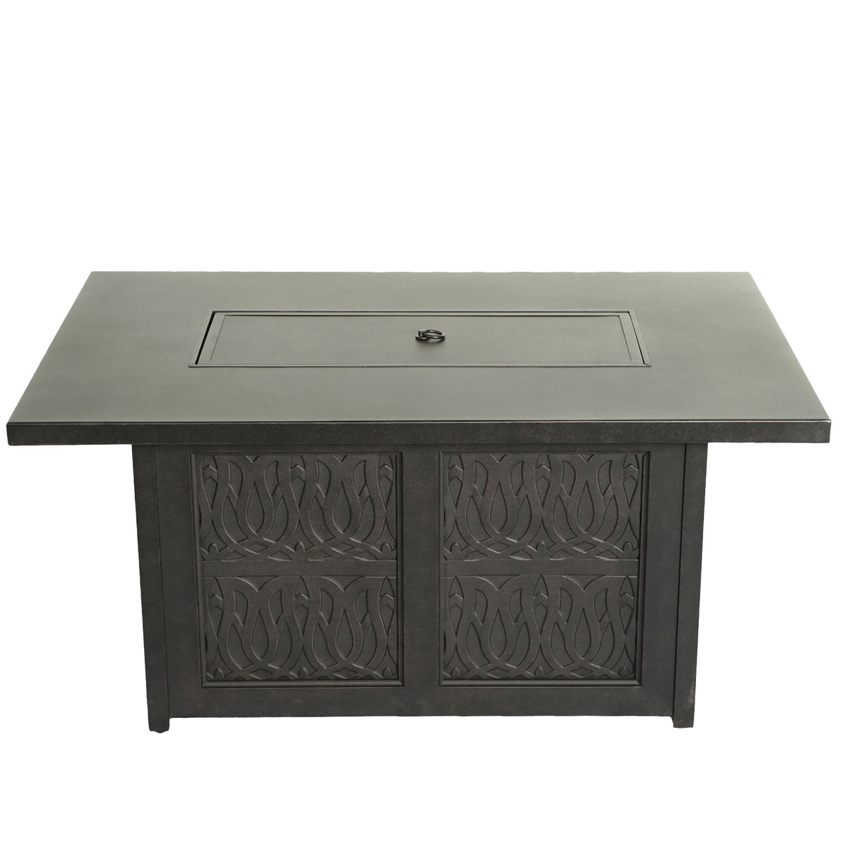 Aluminum Rectangle Fire Table With Fire Glass And Cover - Antique Bronze