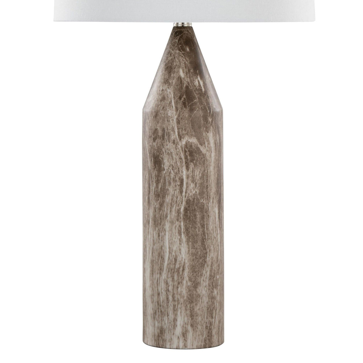 Point - 30" Table Lamp (Set of 2) - Brown Metal And White Linen With Faux Marble Finish