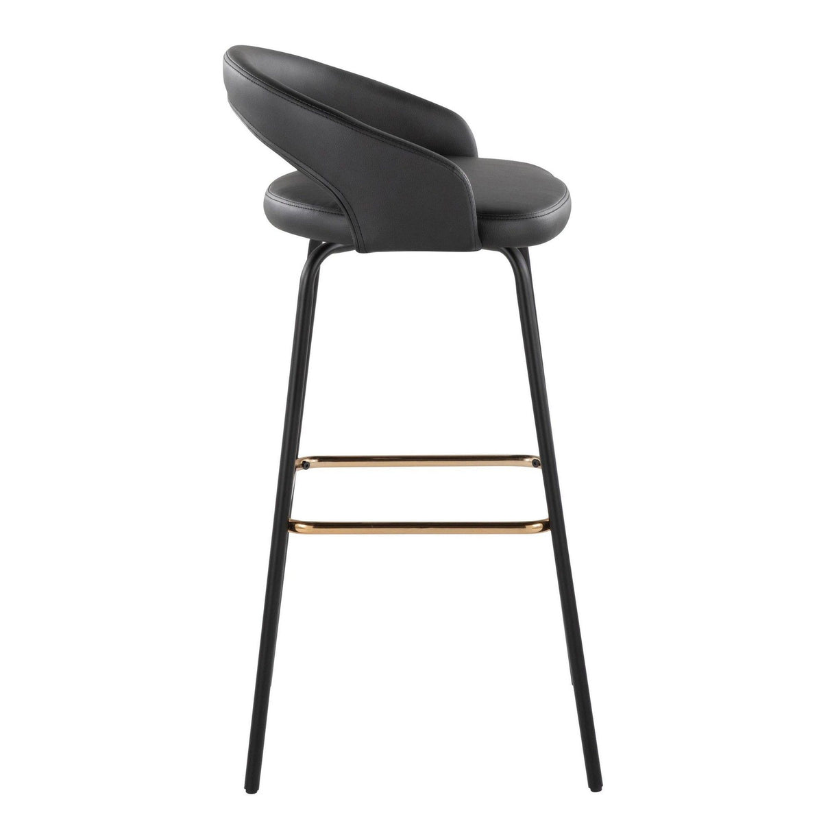 Grotto - Upholstered Fixed-Height Barstool - Black Metal