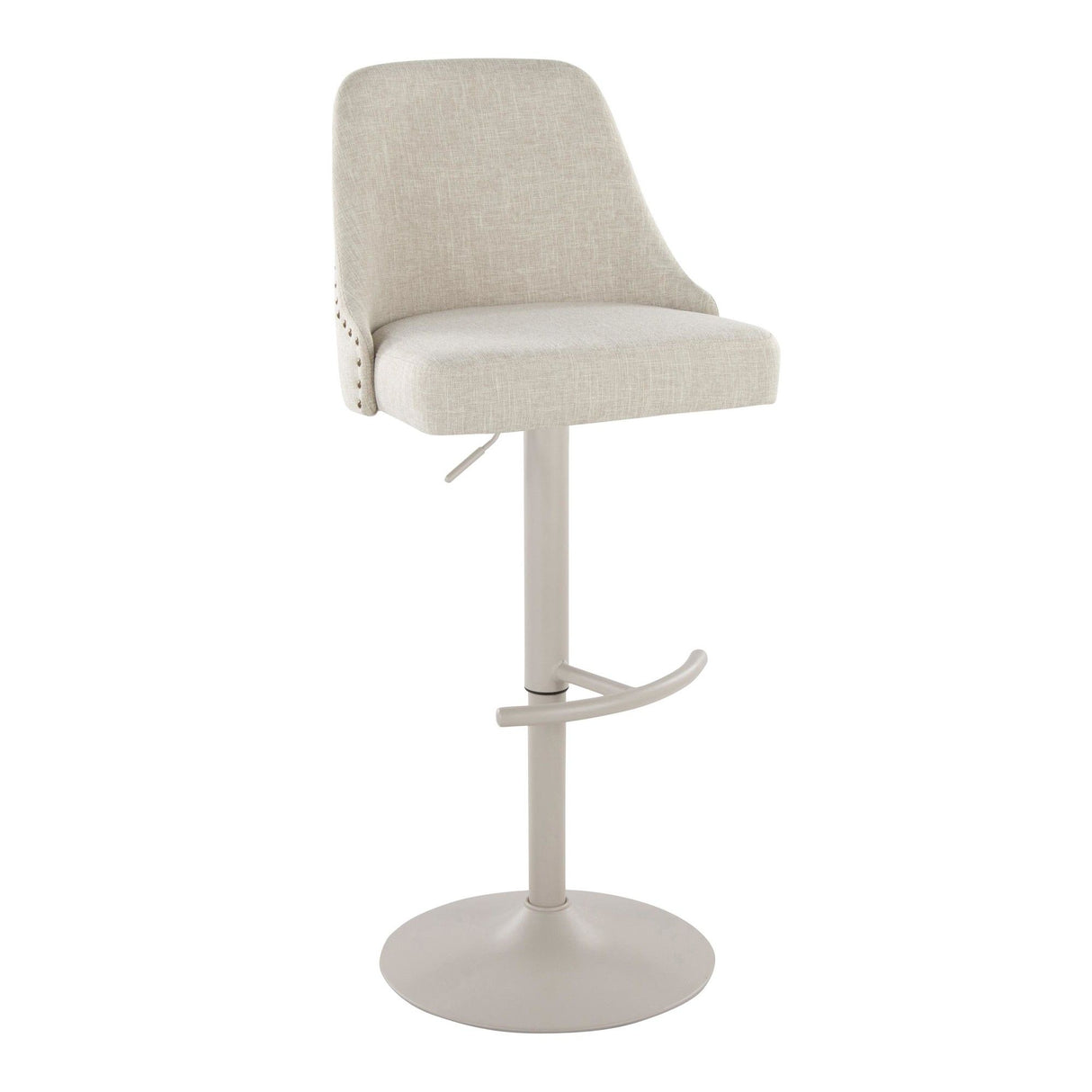 Studded - Marcel Adjustable Barstool (Set of 2) - Pearl Grey Metal