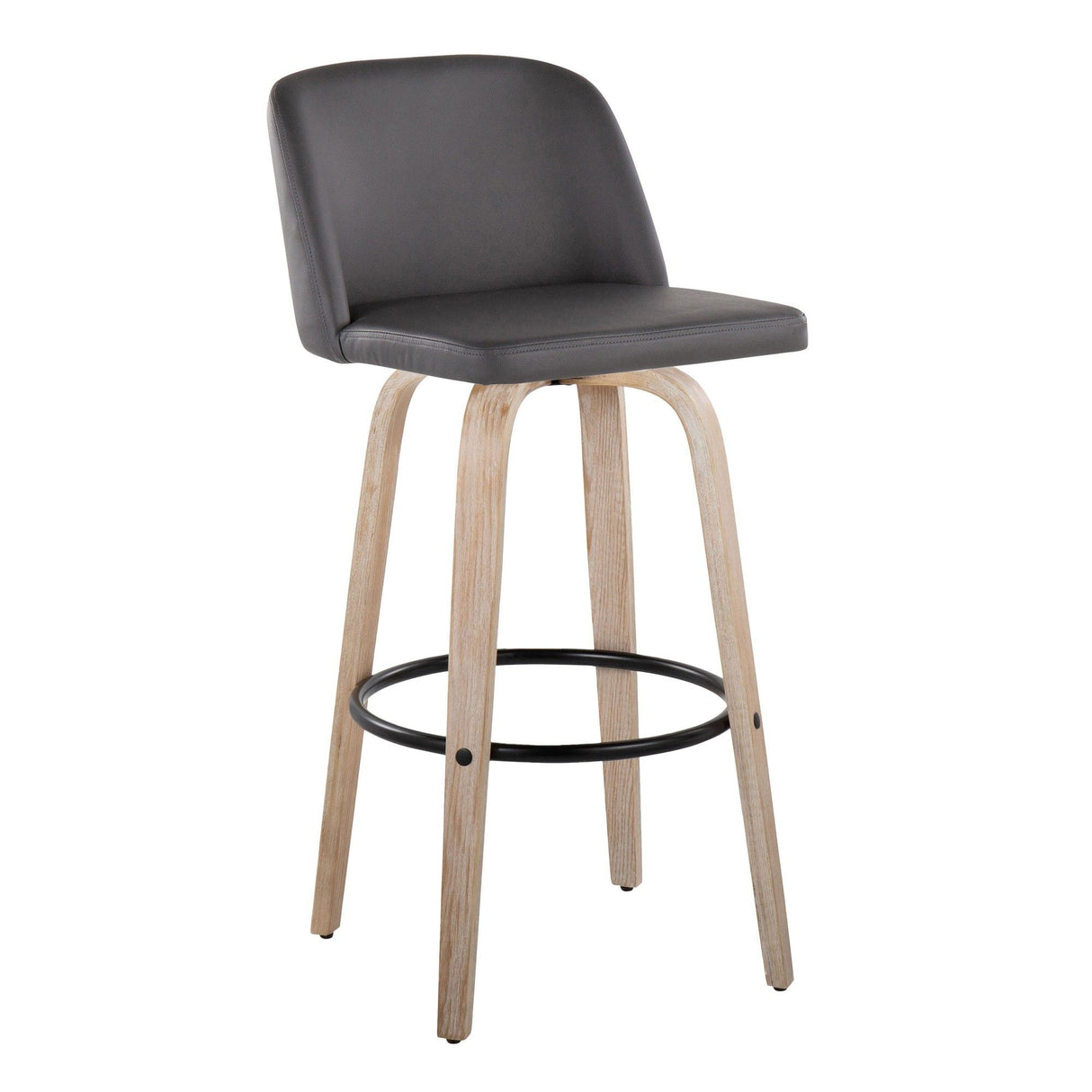 Toriano - 30" Fixed-Height Barstool (Set of 2) - White Wash And Black Round Base