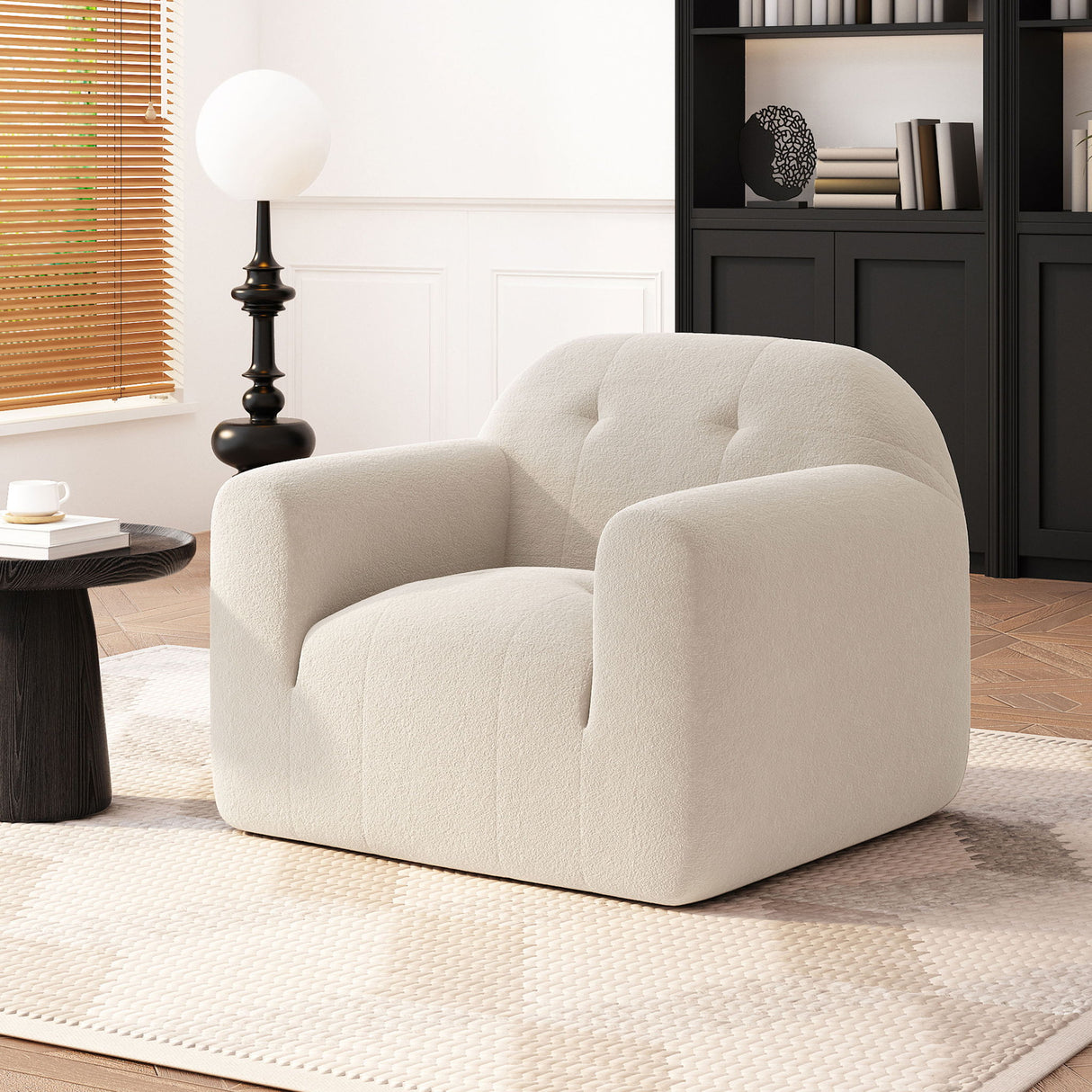 Harmonara - Boucle Upholstered Club Chair With Blind Tufting