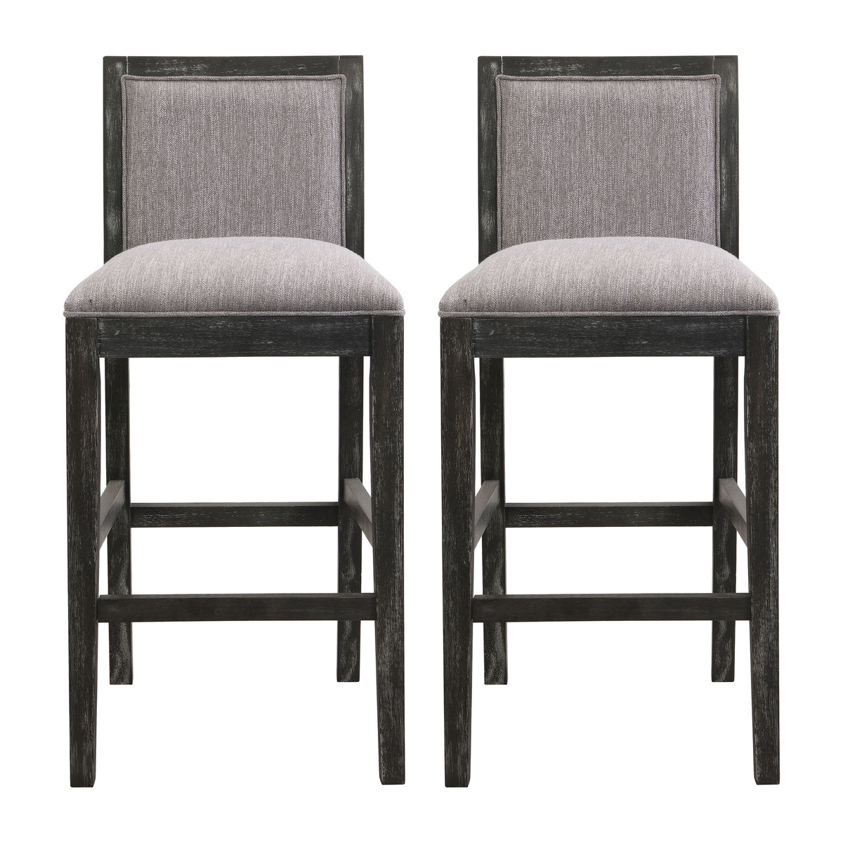 Bar Stools (Set of 2), Rubber Wood Frame, Retro Bar Chairs Suitable For Kitchen Island - Black / Gray