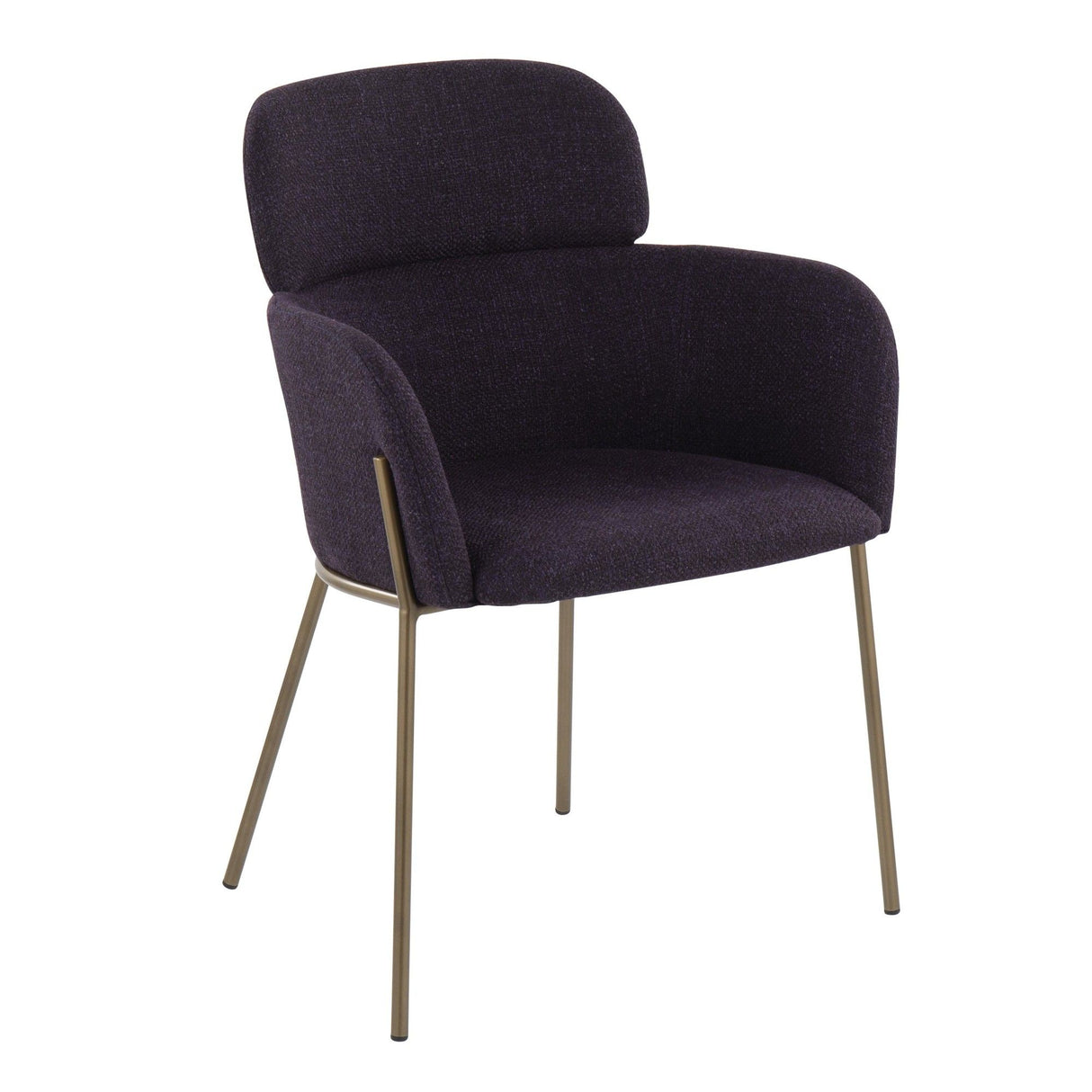 Milan - Contemporary Chair (Set of 2) - Antique Brass Metal And Purple Noise Fabric