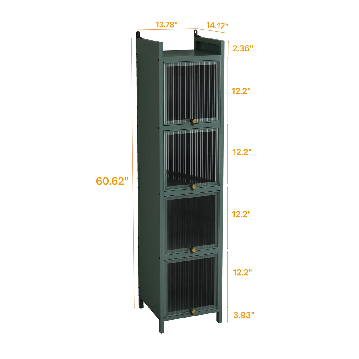 Glass Door Cabinet With Tier Storage