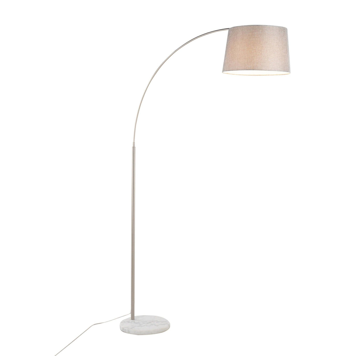 Salon - March Floor Lamp - White Marble And Nickel With Gray Linen Shade