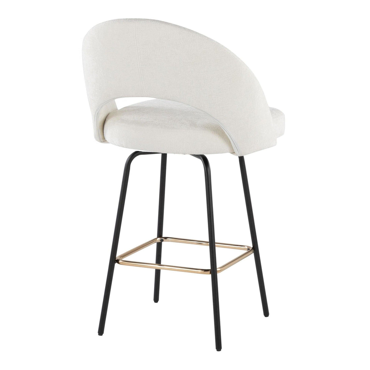 Renee - Upholstered Fixed-Height Counter Stool (Set of 2) - Black Metal