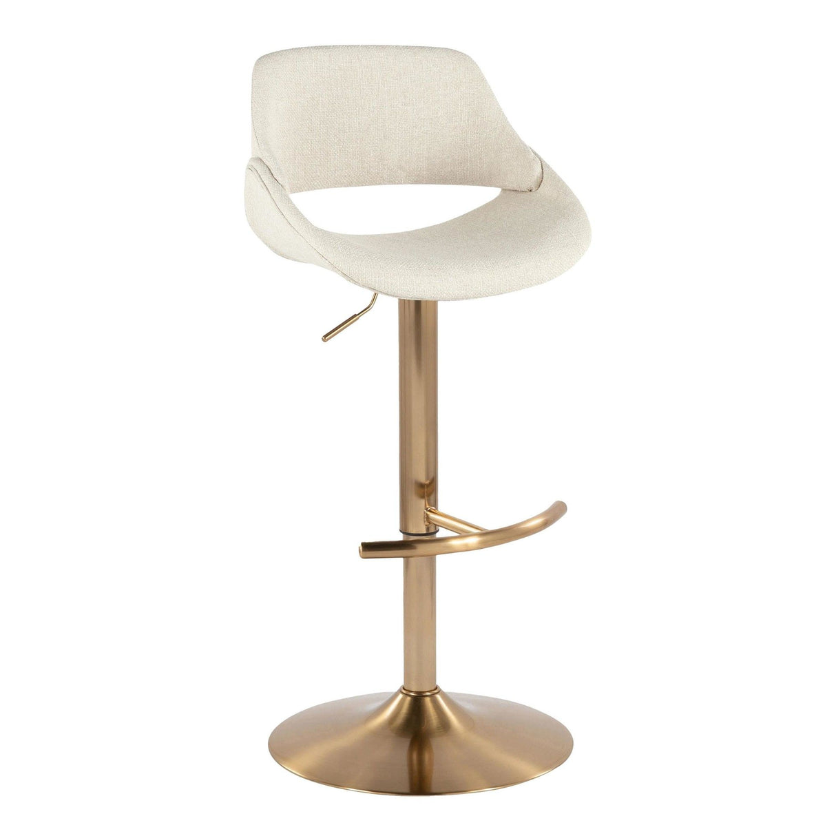 Fabrizzi - Adjustable Barstool With Swivel And Rounded T Footrest (Set of 2) - Gold Metal