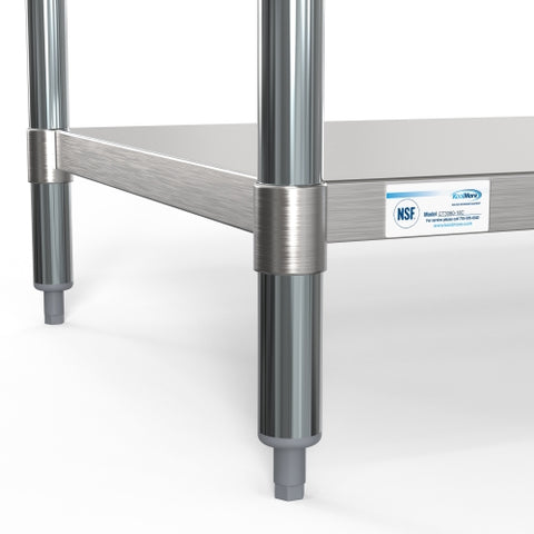 30" x 60" 18-Gauge 304 Stainless Steel Commercial Work Table with Casters, CT3060-18C.