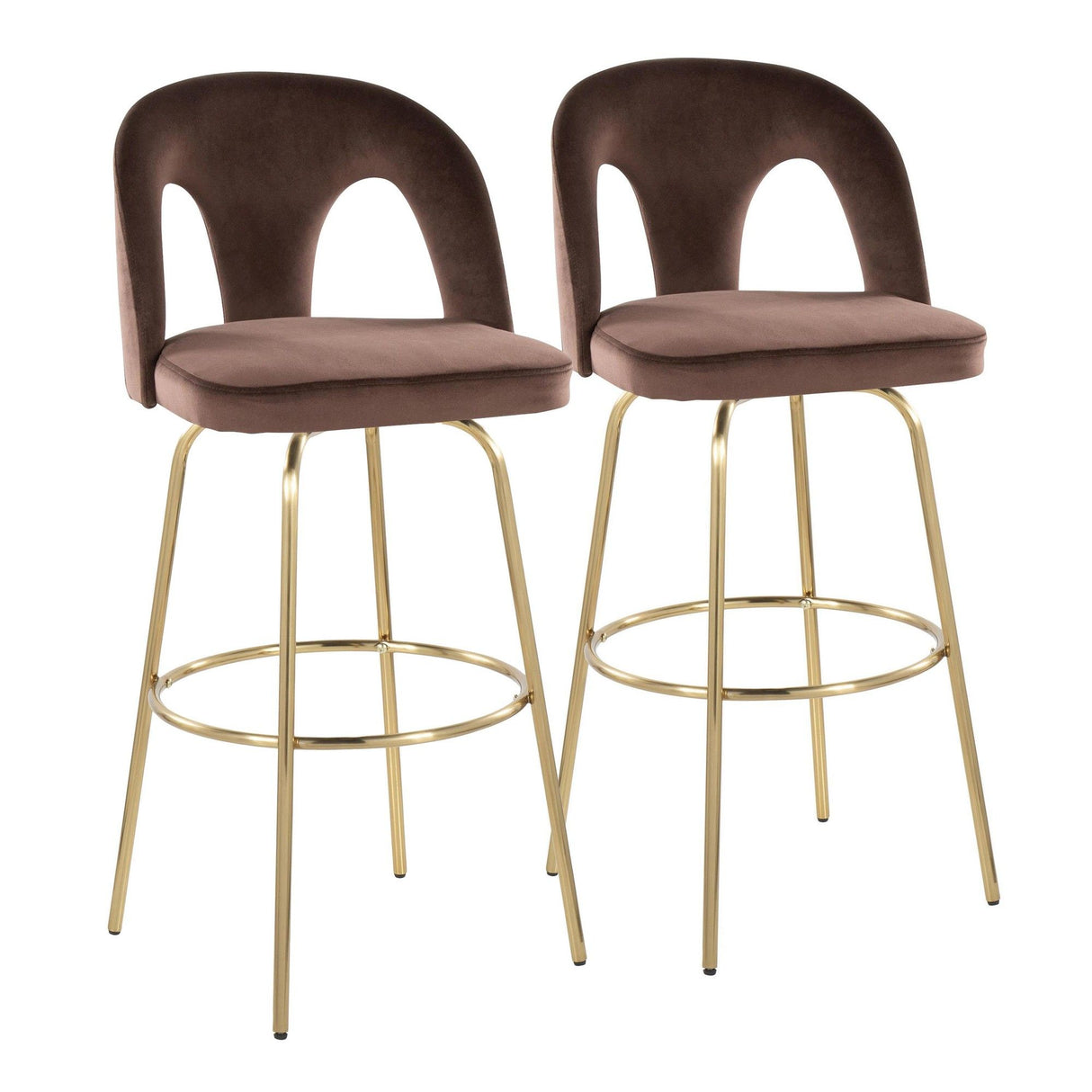Ava - Upholstered Fixed-Height Barstool (Set of 2) - Gold Base