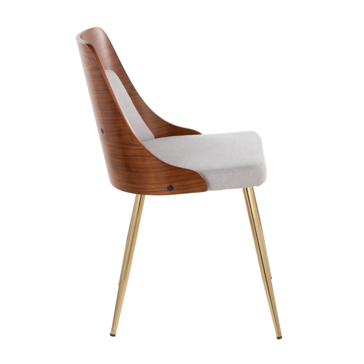 Anabelle - Dining / Accent Chair (Set of 2) - Gold Metal, Walnut Wood