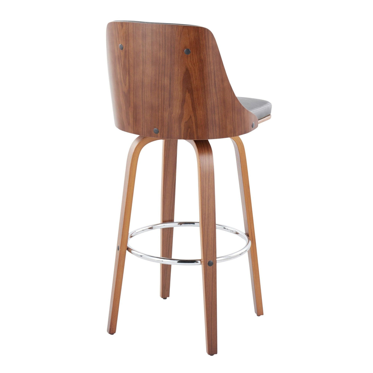 Gianna - 30" Fixed-Height Barstool (Set of 2) - Walnut Wood With Round Footrest