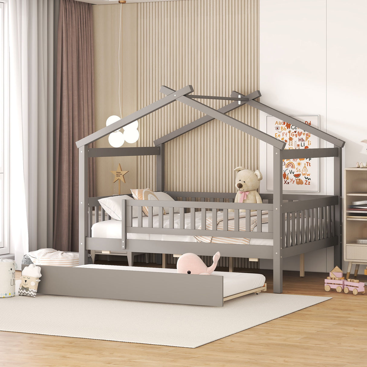Creativity House Bed With Twin Size Trundle