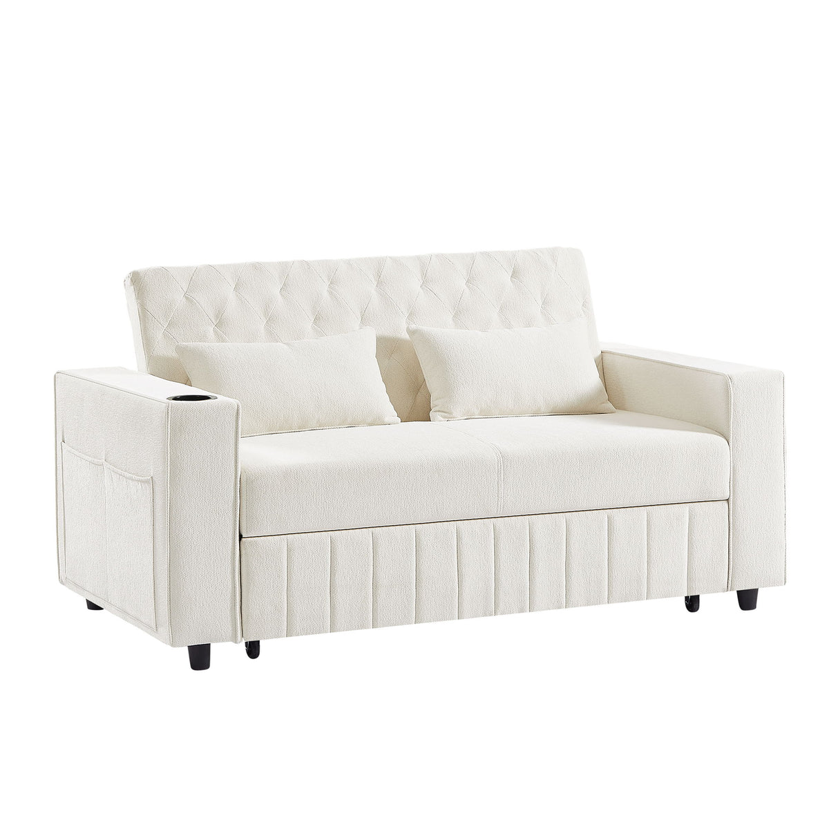 Pull-Out Sofa Bed Convertible Couch With Adjustable Backrest For Living Room