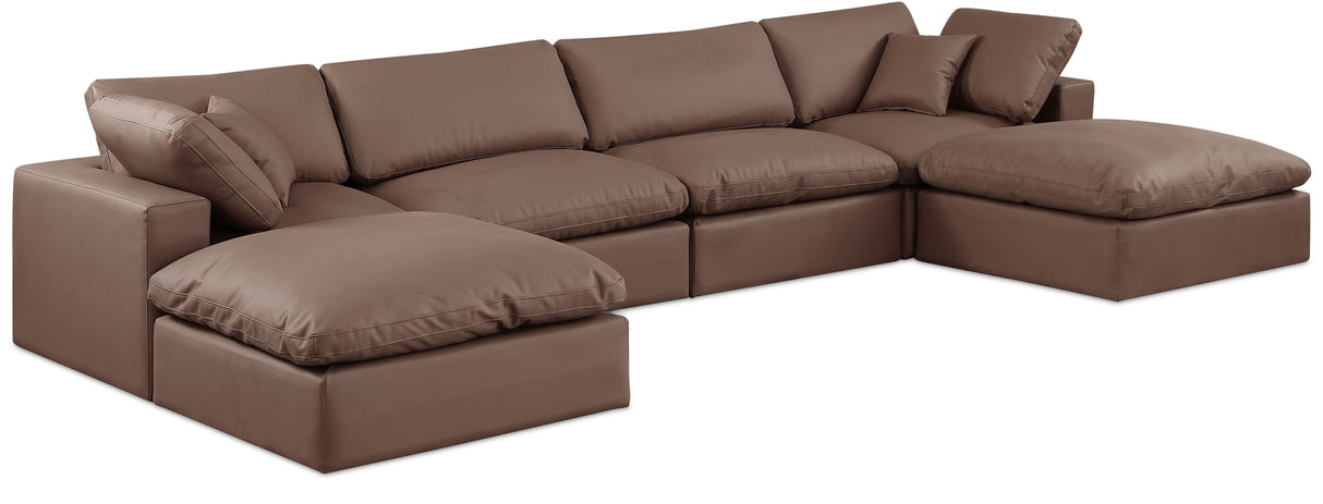 Comfy - 6 Piece Faux Leather Modular Double Chaise Sectional