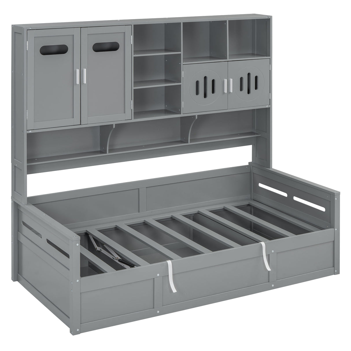 Daybed With All-In-One Cabinet And Shelf