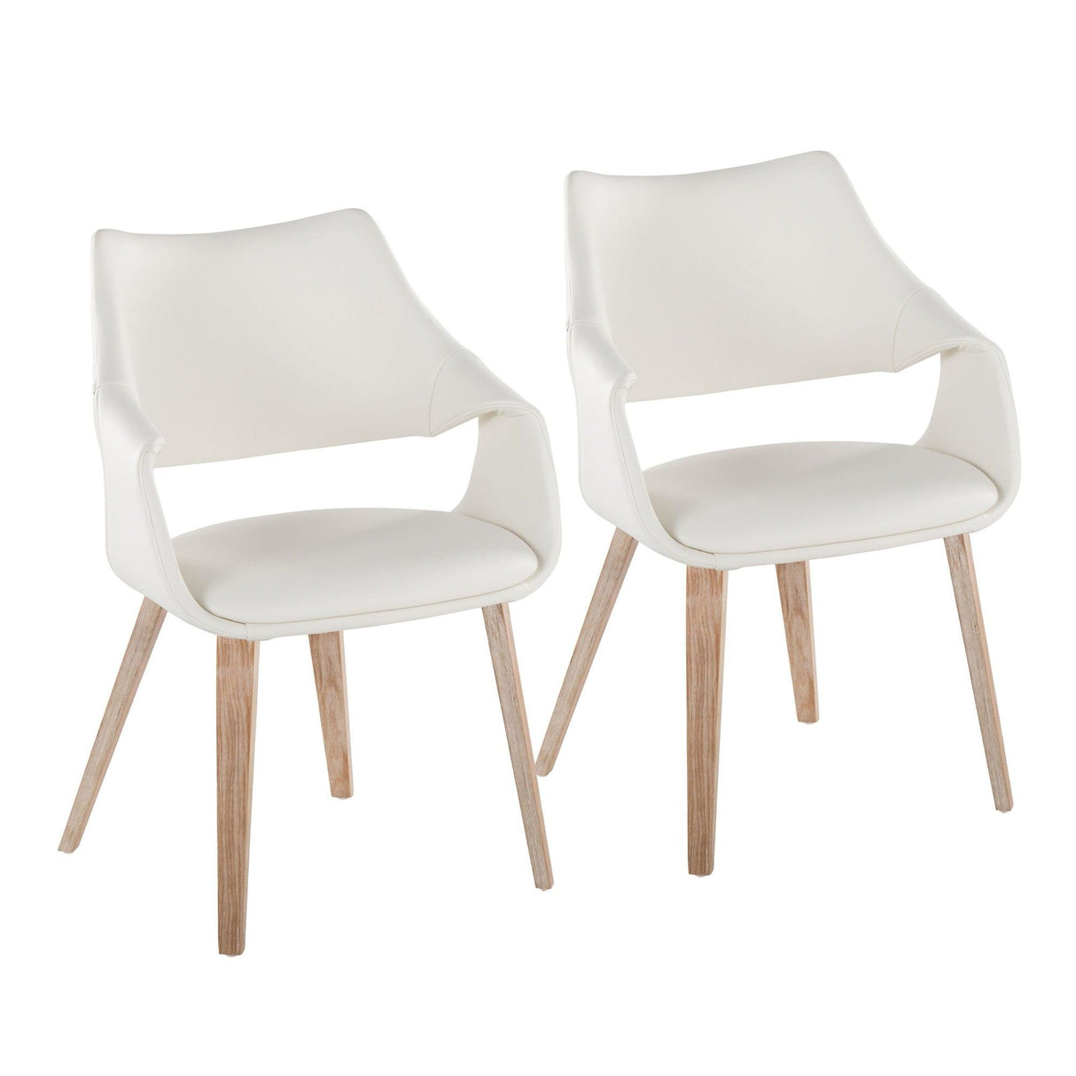 Curvo - High Back Upholstered Chair (Set of 2) - Whitewashed Wood Legs