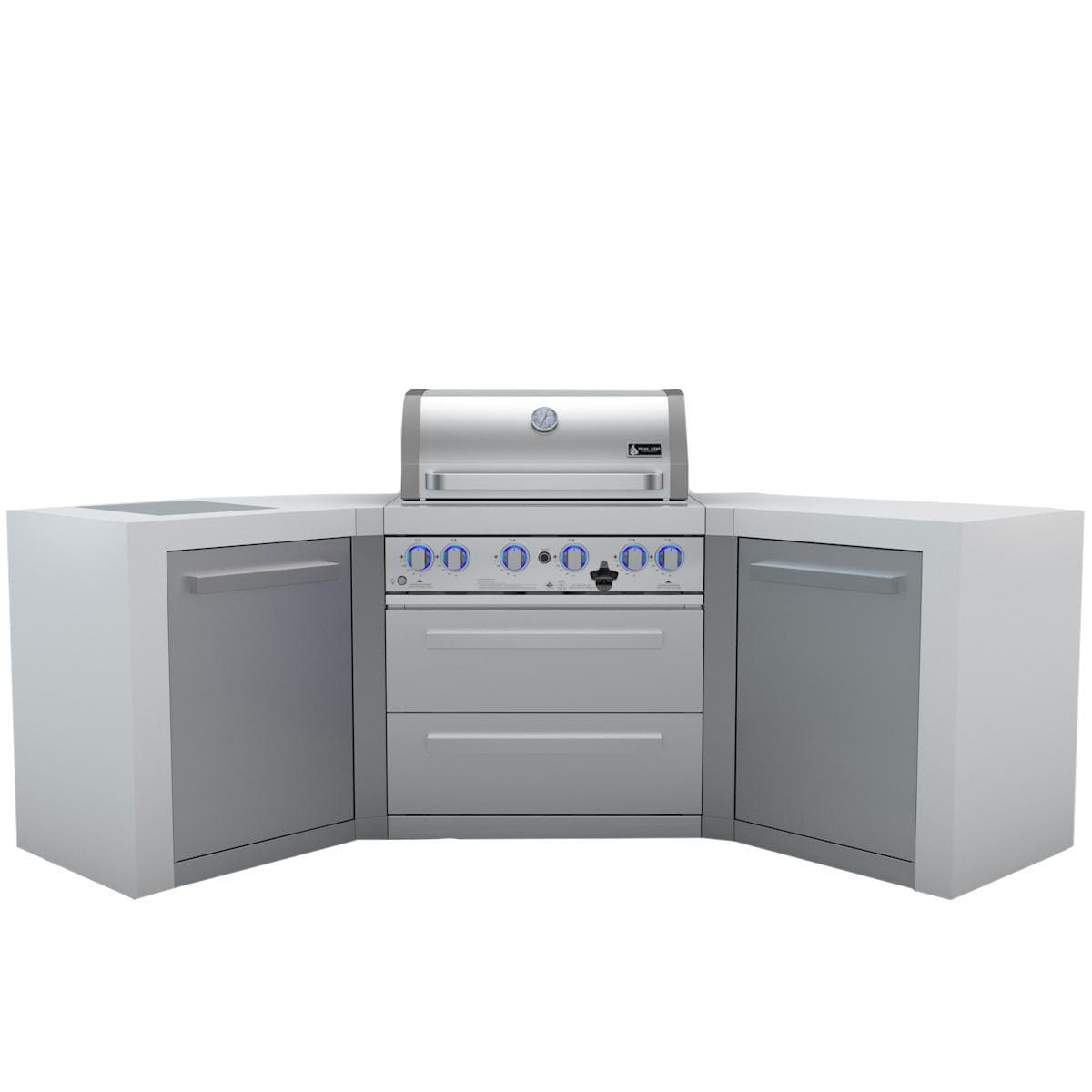 Mont Alpi Deluxe Series 7.5 Ft U-Shaped Natural Gas Outdoor Kitchen Island w/ Side Burner - MAi400-D45