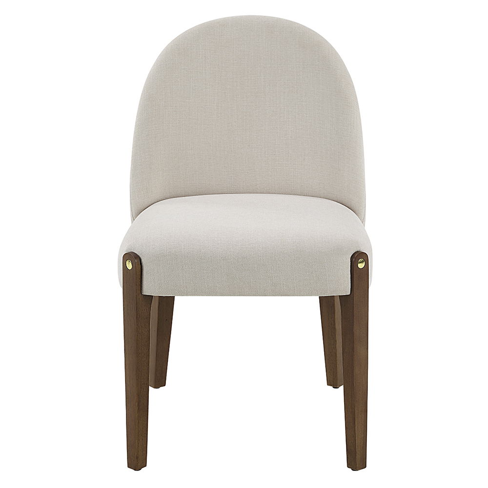 Gamarya - Side Chair Set of 2) - White Fabric & Oak