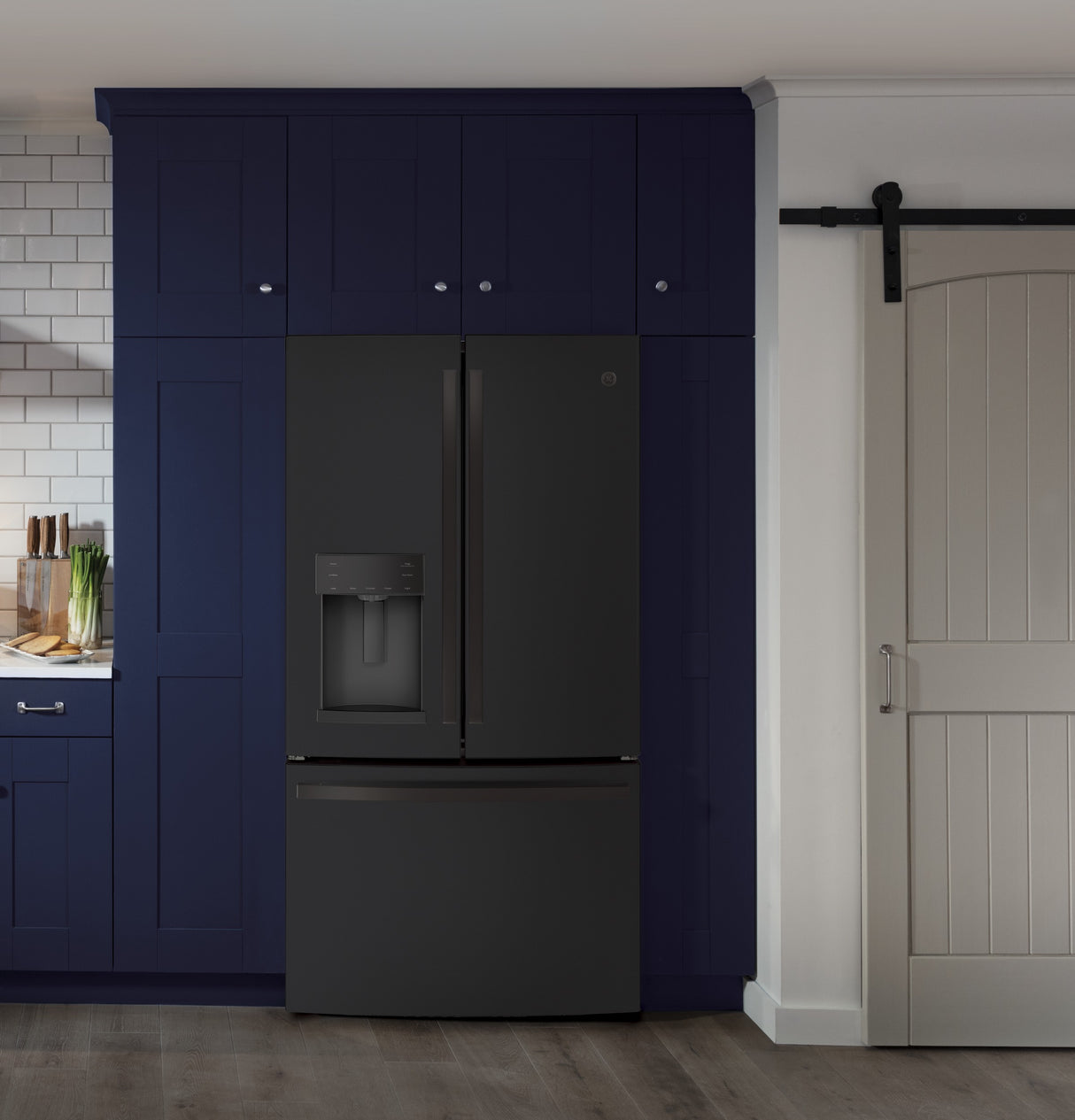GE GFE28GELDS - 36 in. 27.7 cu. ft. French Door Refrigerator with Ice & Water Dispenser - Fingerprint Resistant Black Slate