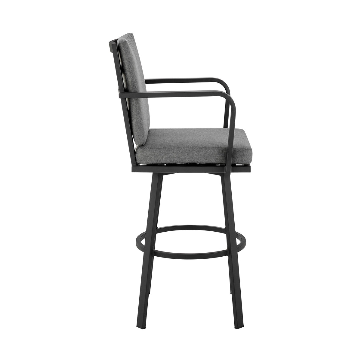 Arnauld - 30" Outdoor Patio Bar Stool With Cushions - Black / Gray