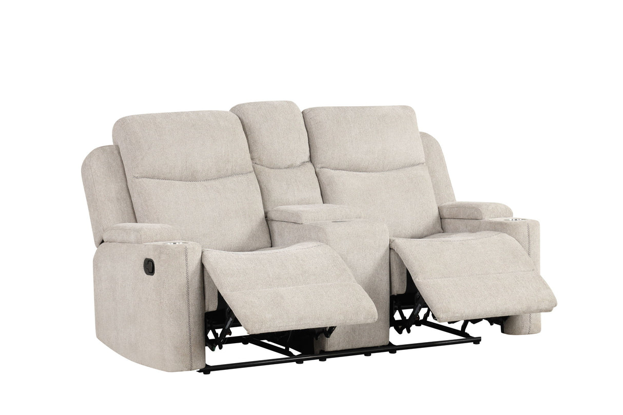 Galya - Motion Loveseat With Console - Light Gray
