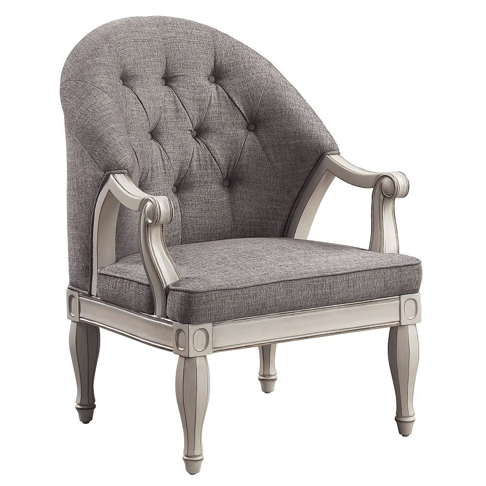 Florian - Chair - Gray Fabric & Antique White