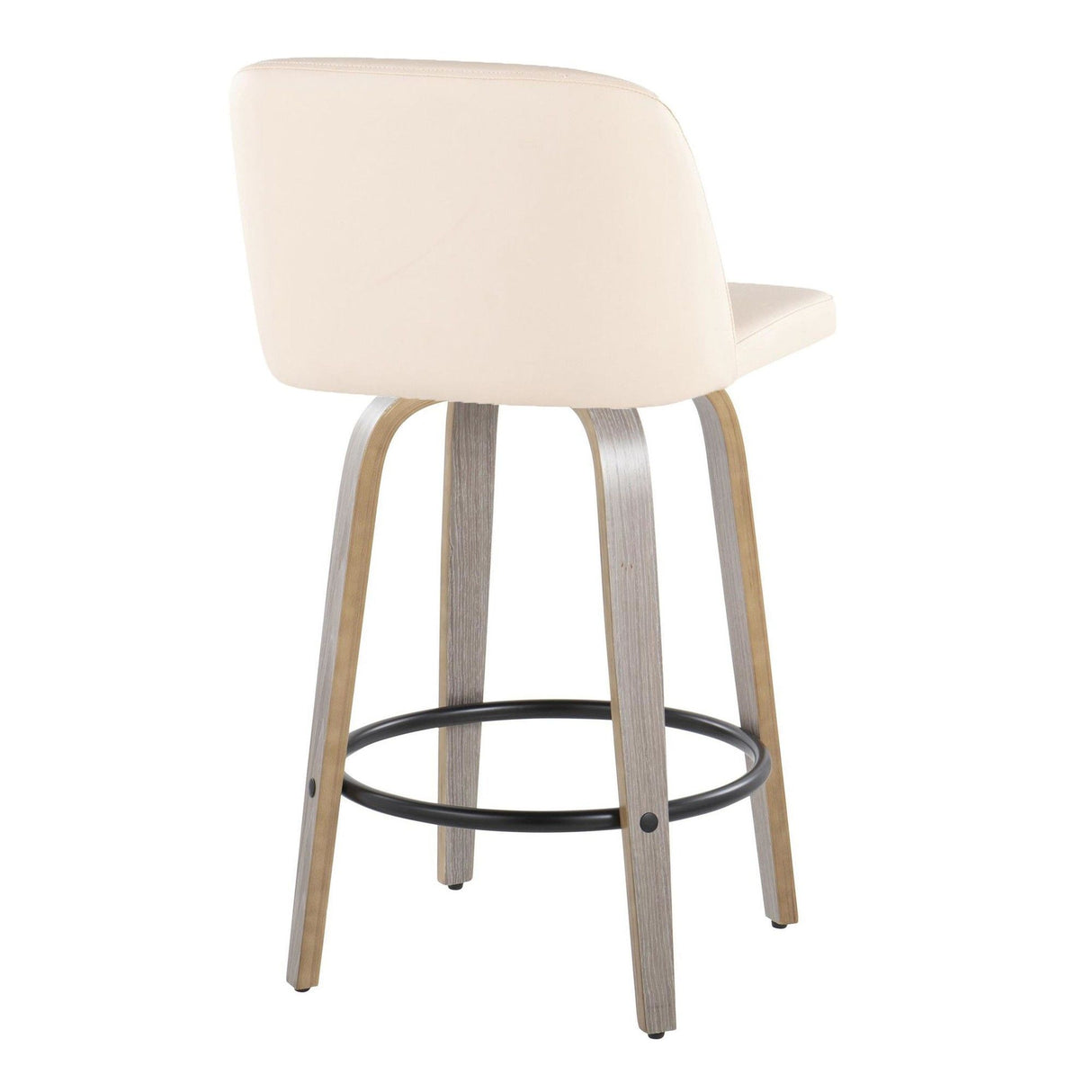 Toriano - 26" Fixed-Height Counter Stool (Set of 2) - Gray & Black Round Base