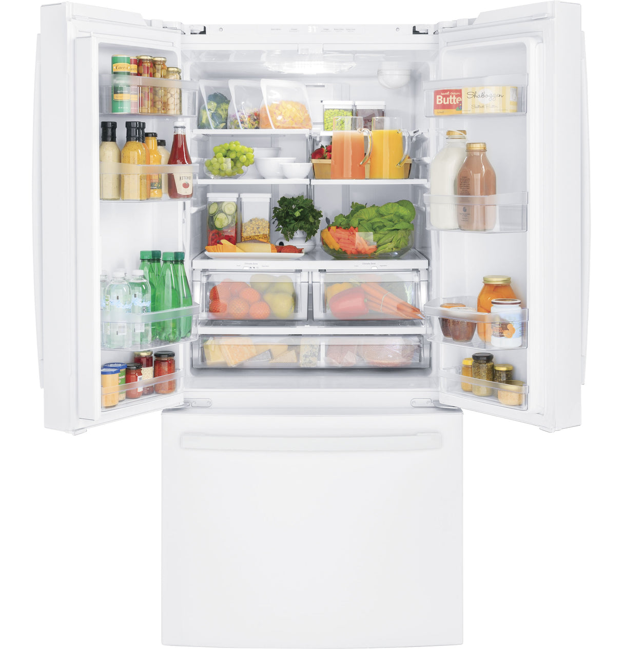 GE GNE25JGKWW - 33 in. 24.7 cu. ft. French Door Refrigerator with Internal Water Dispenser - White