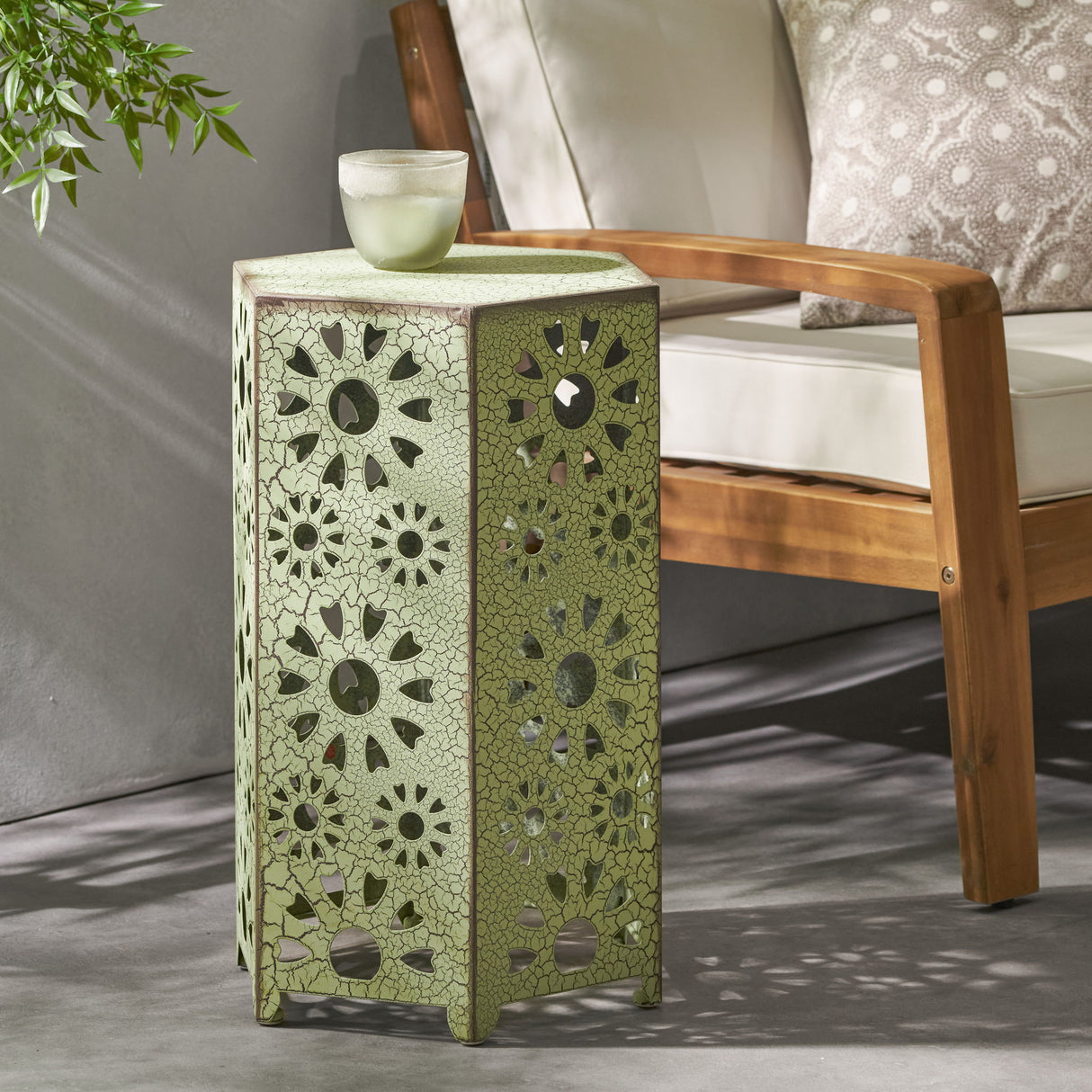 Galore - Side Table With Sunburst Cut Out Design