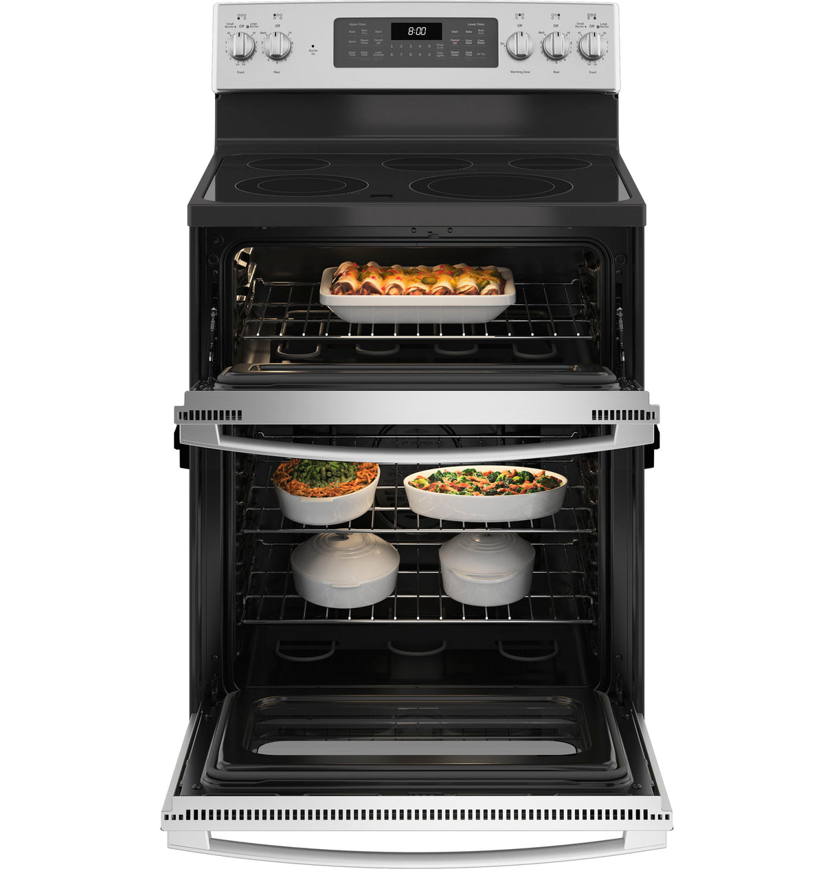 GE JBS86SPSS - 30 in. 6.6 cu. ft. Air Fry Standard Convection Double Oven Electric Range with Smoothtop Burners - Stainless Steel