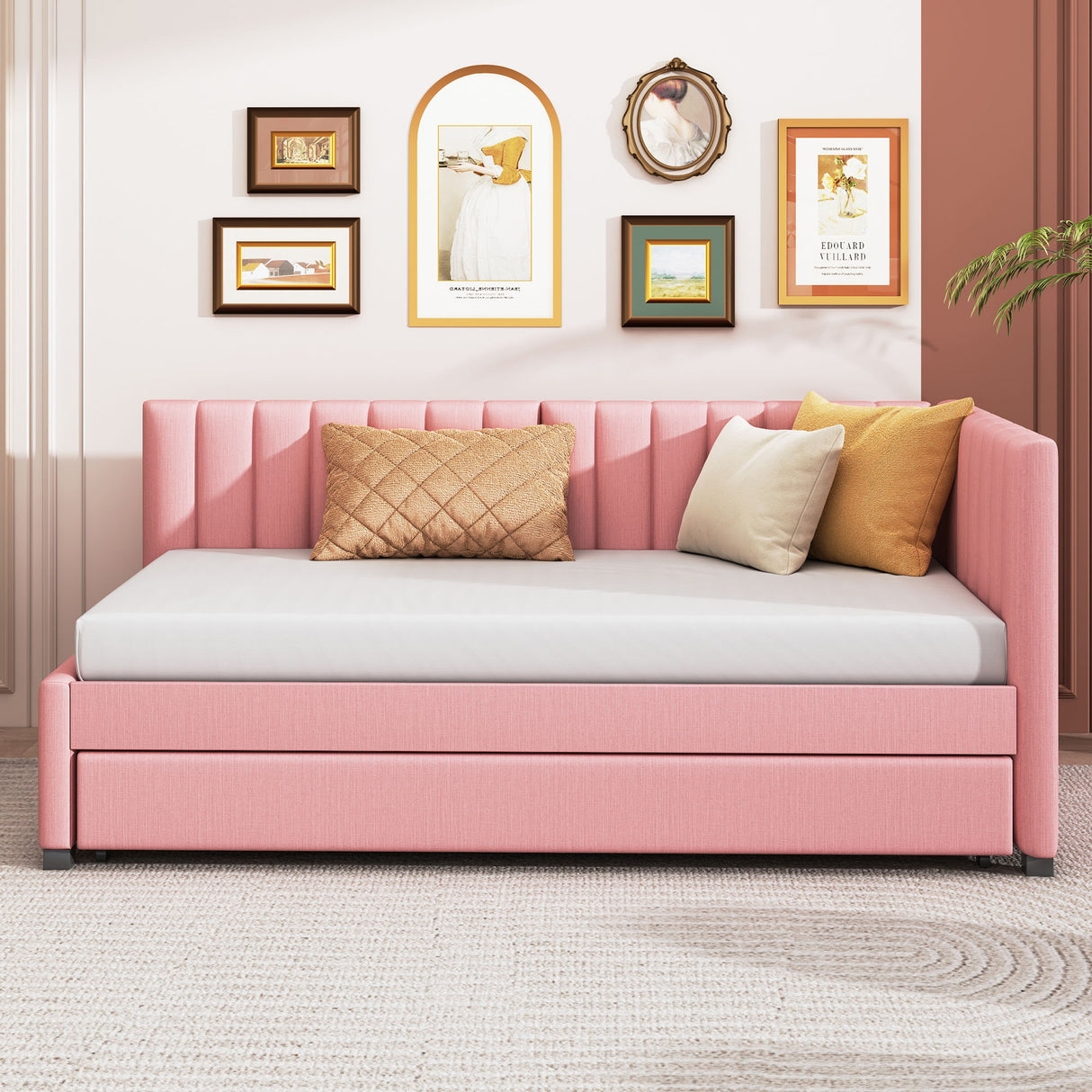 Upholstered Daybed, Sofa Bed Frame, No Box Spring Needed
