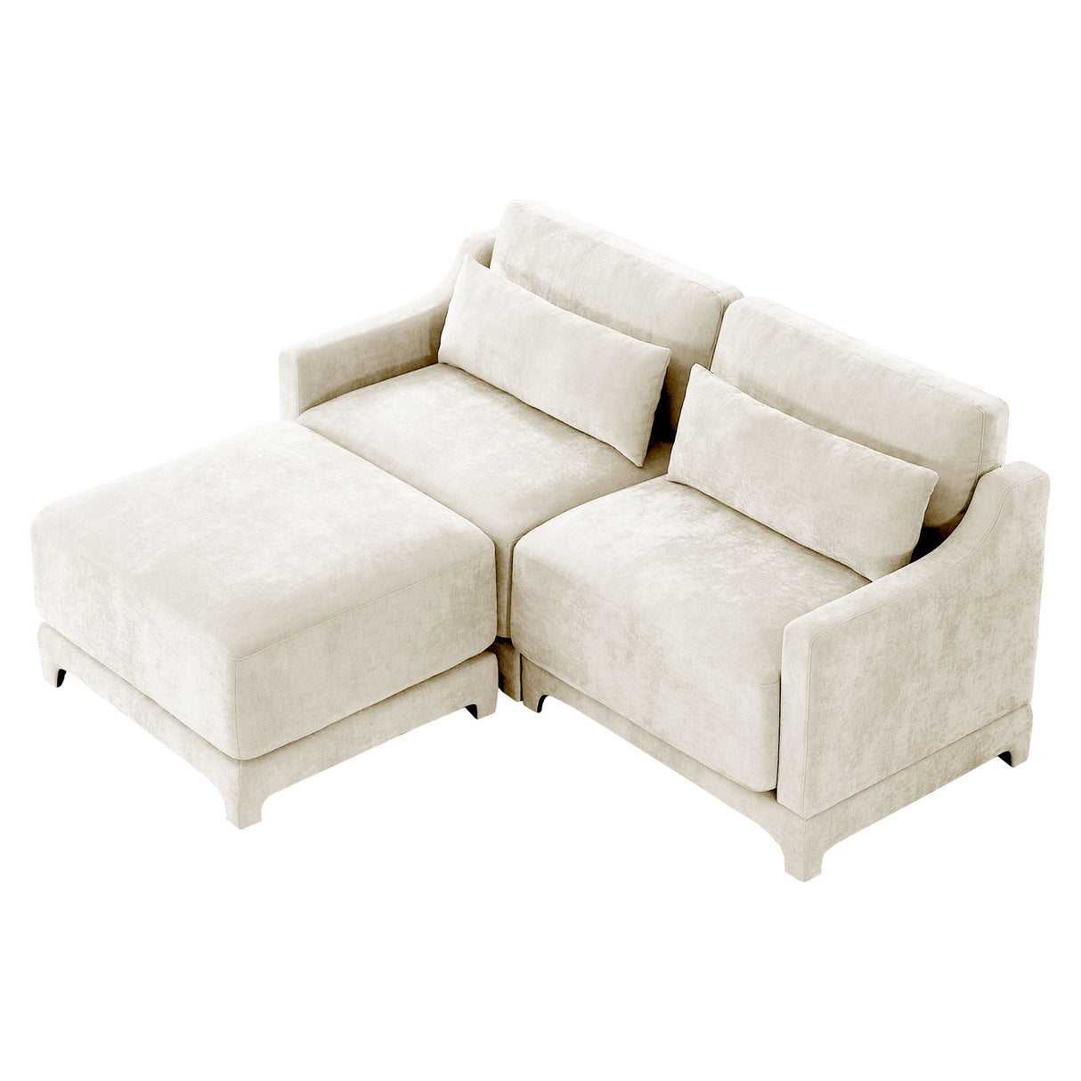 Stylish Sofa With Ottoman And Lumbar Pillows, Ergonomic Design