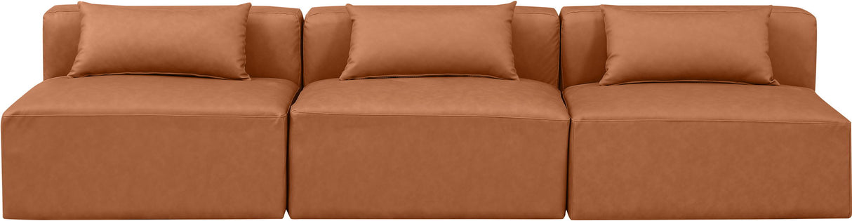 Cube - Modular 3 Piece Armless Sofa - Cognac