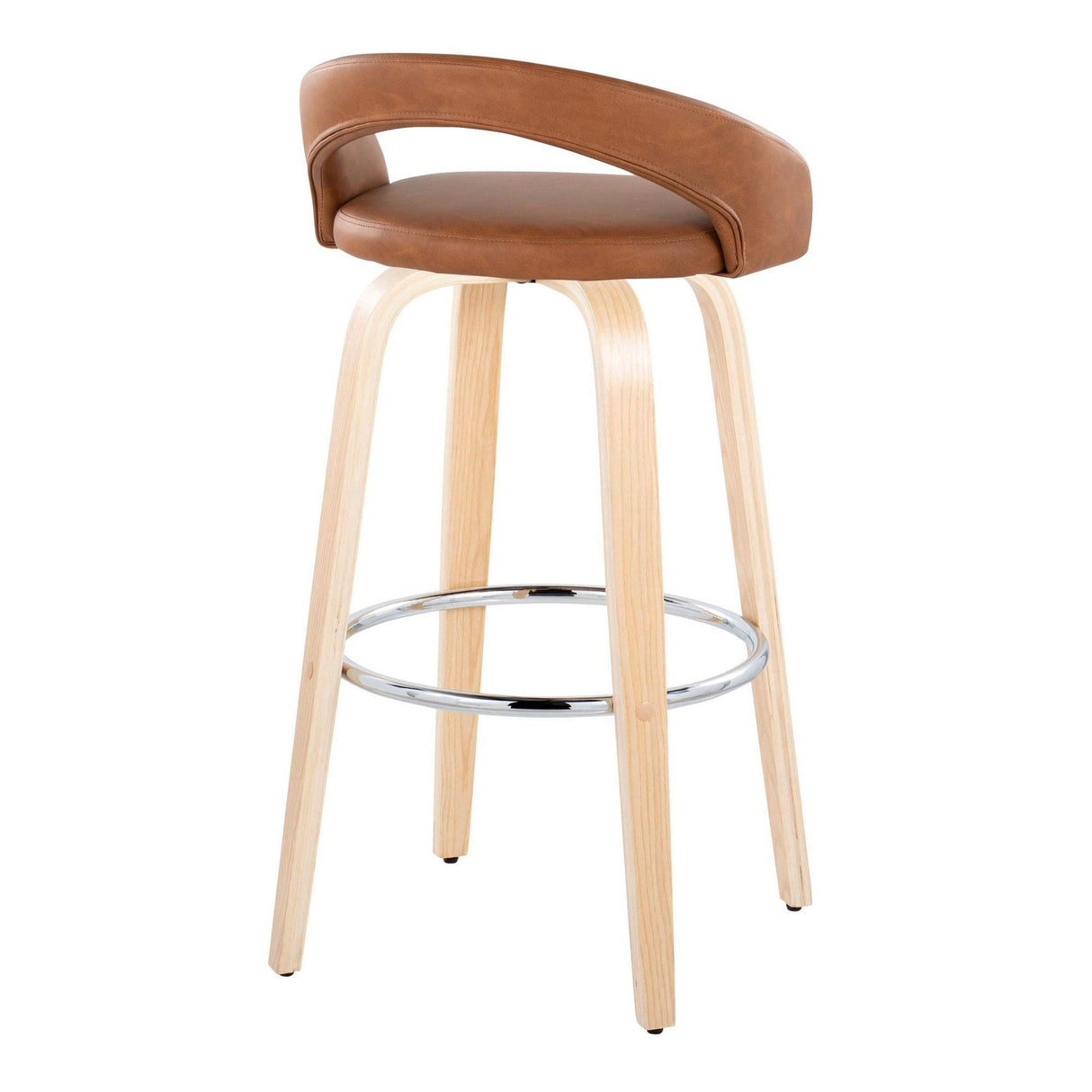 Grotto - Upholstered Fixed-Height Barstool (Set of 2) - Natural Wood